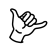 O ícone do hangloose na logo da Soluçãozinha consiste em uma mão estilizada, com os dedos polegar, indicador e mínimo estendidos, enquanto os dedos médio e anelar estão dobrados, formando um sinal de positividade e descontração.